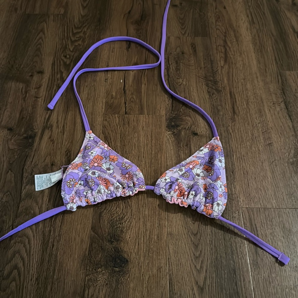 Floral Triangle Bikini Top, Reversable